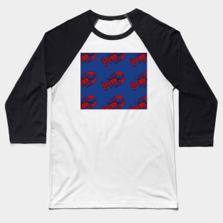 Red Lobsters on Blue Background Lobster Sea Life Animal Social Distancing FaceMask Baseball T-Shirt